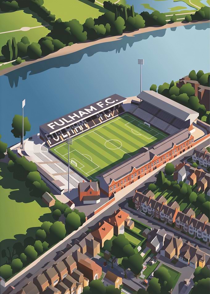Craven Cottage Fulham FC Stadium Illustration