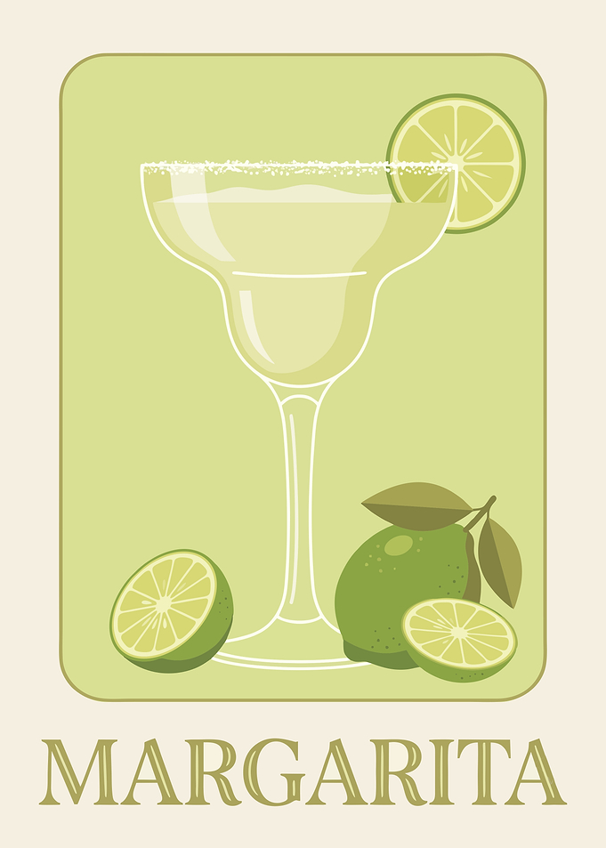 Margarita Minimalist Cocktail Poster β Lime & Tequila Wall Art
