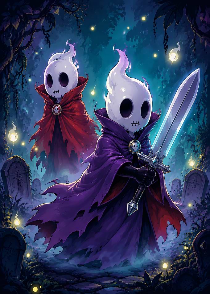 Ghostly Warriors in Haunted Graveyard