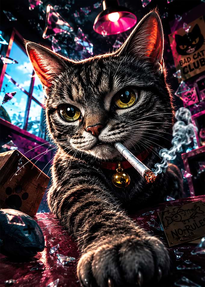 Bad Cat Club Smoking Tabby
