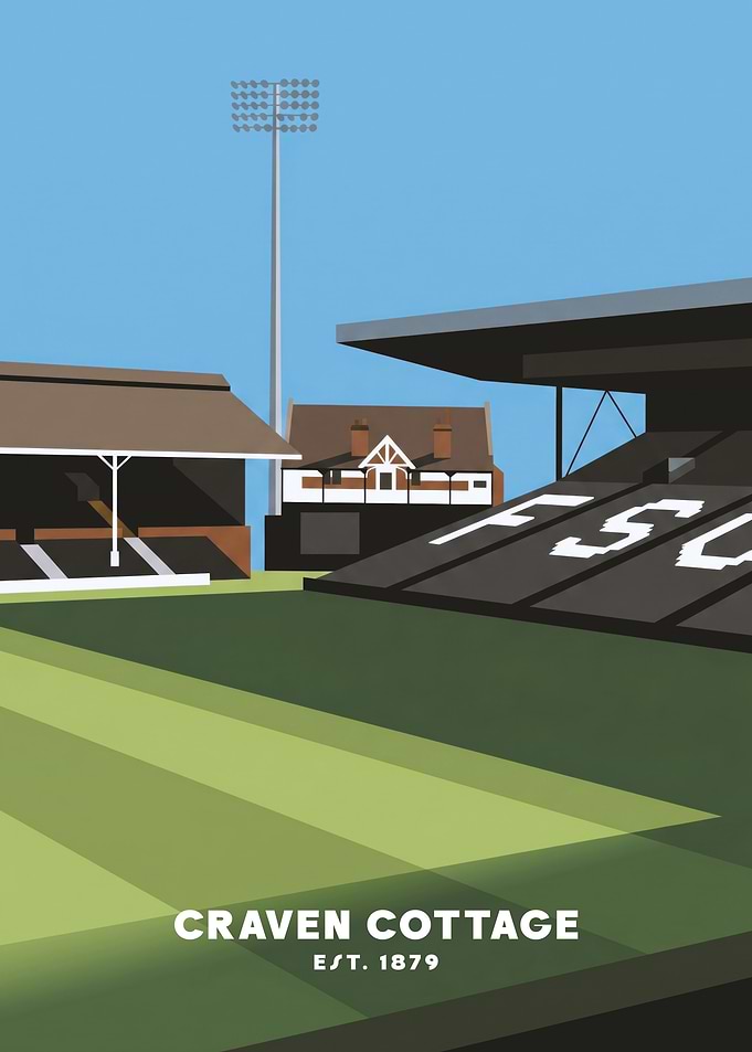 Minimalist Craven Cottage Stadium Poster