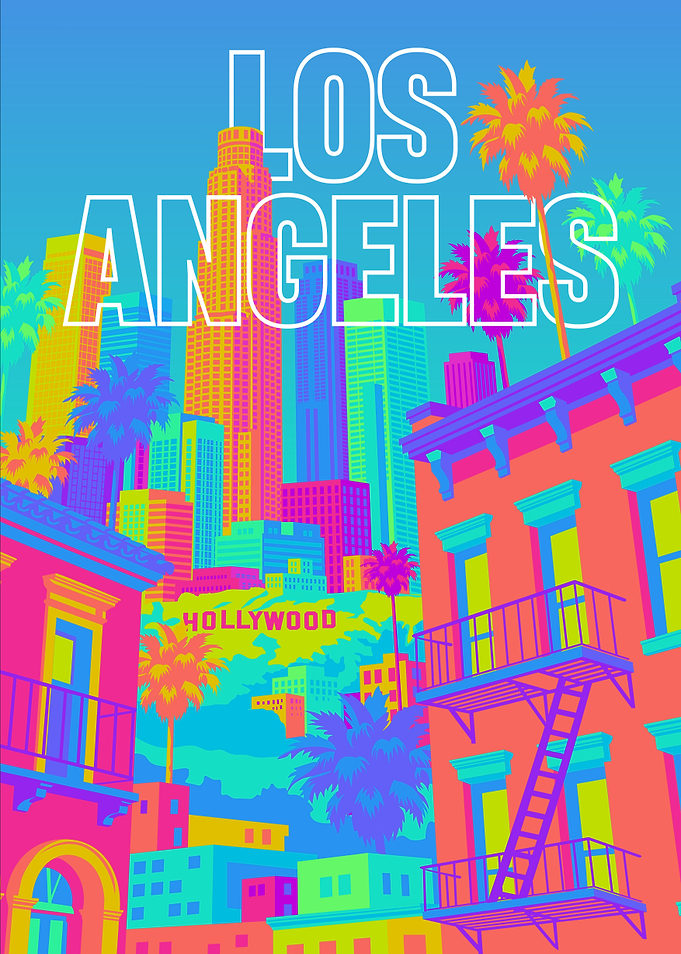 Vibrant Neon Los Angeles Cityscape