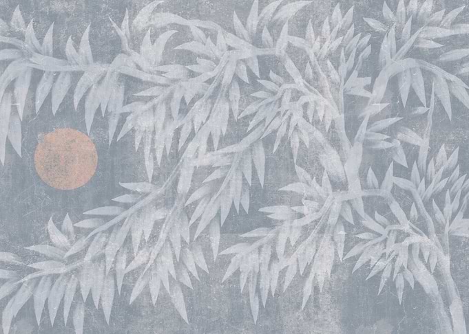 Minimalist Japanese Bamboo and Moon Art