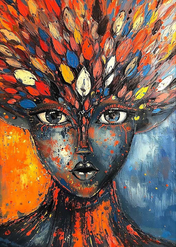 Abstract Portrait with Colorful Foliage
