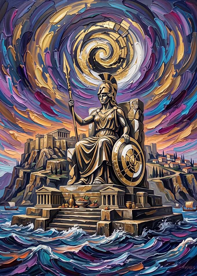 Athena Statue in Impasto Style