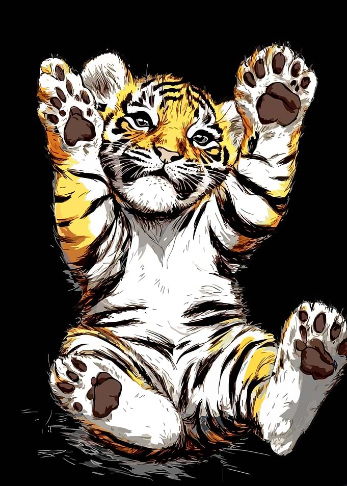 Cute Baby Tiger Reaching Up
