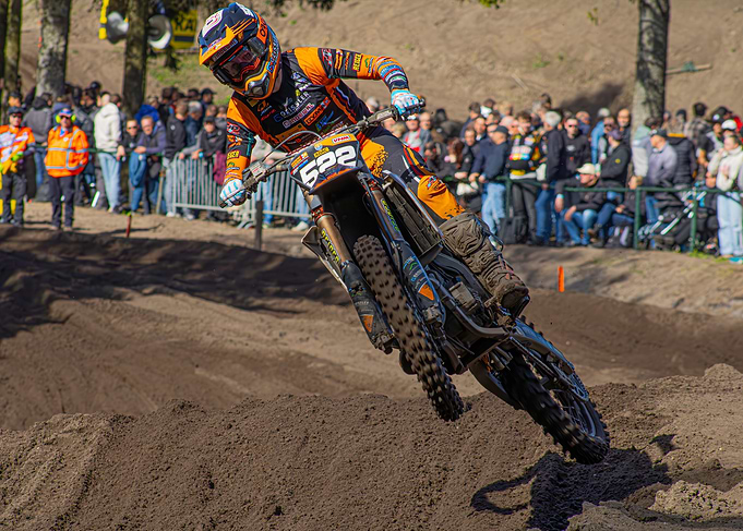 Dutch rider Timo Heuver on his 125cc motocross bike