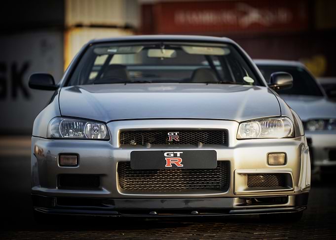 Silver Nissan Skyline GT-R R34