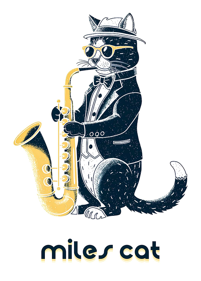 Cool Jazz Cat Playing Saxophone