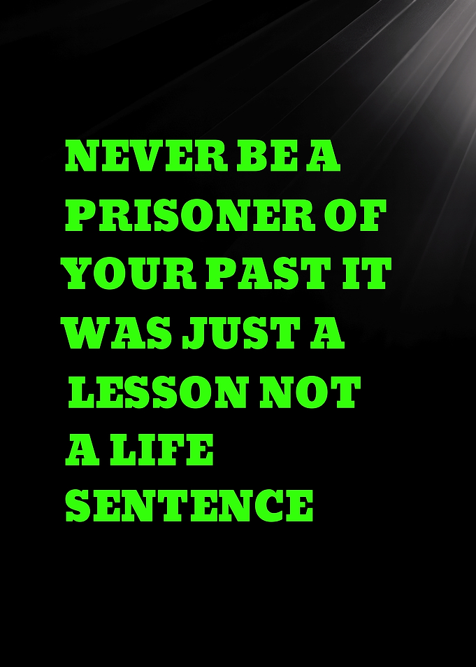 NEVER BE A PRISONER OF YOUR PAST IT WAS JUST A LESSON - Inspirational Quote Text Art
