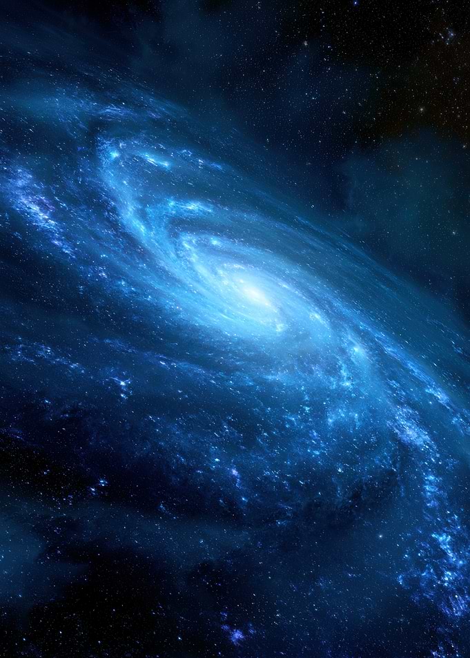 Glowing Blue Spiral Galaxy