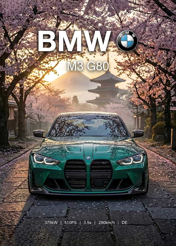 g80 BMW M3 in Japan car poster