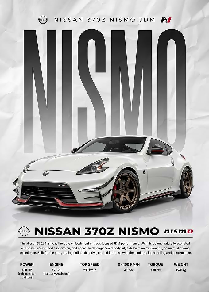 sleek Nissan 370Z Nismo JDM Poster