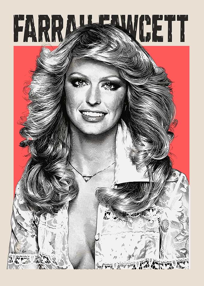 Farrah Fawcett Retro Portrait Poster