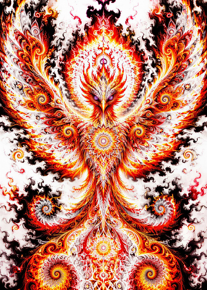 Fractal Fire Phoenix Bird