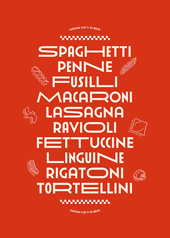 Italian Pasta Types Typography Poster