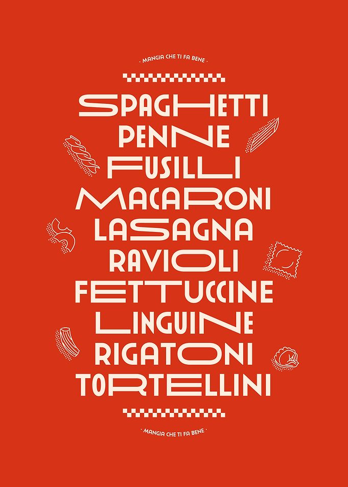 Italian Pasta Types Typography Poster