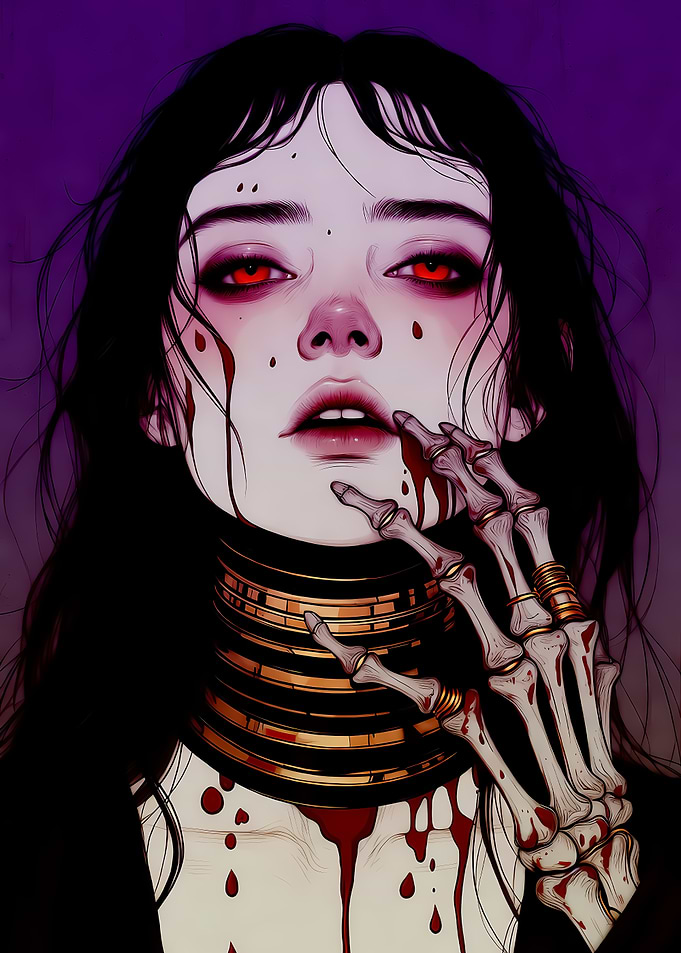 Gothic Portrait with Skeleton Hand