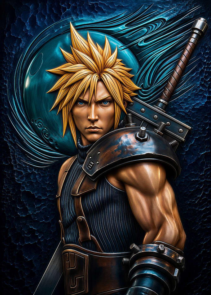Cloud Strife Final Fantasy Relief Portrait