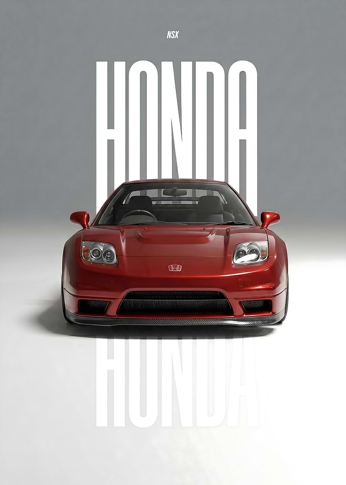 art Red Honda NSX Minimalist Poster
