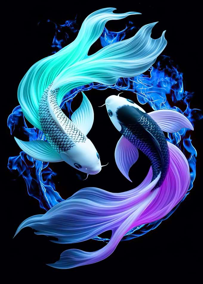 Yin Yang Koi Fish Art