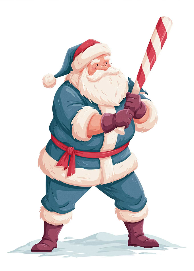 Santa Claus Playing Baseball