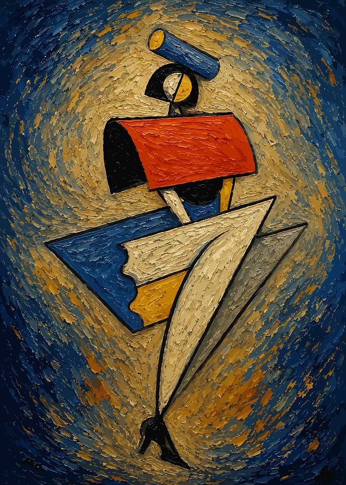 Abstract Cubist Dancer Painting