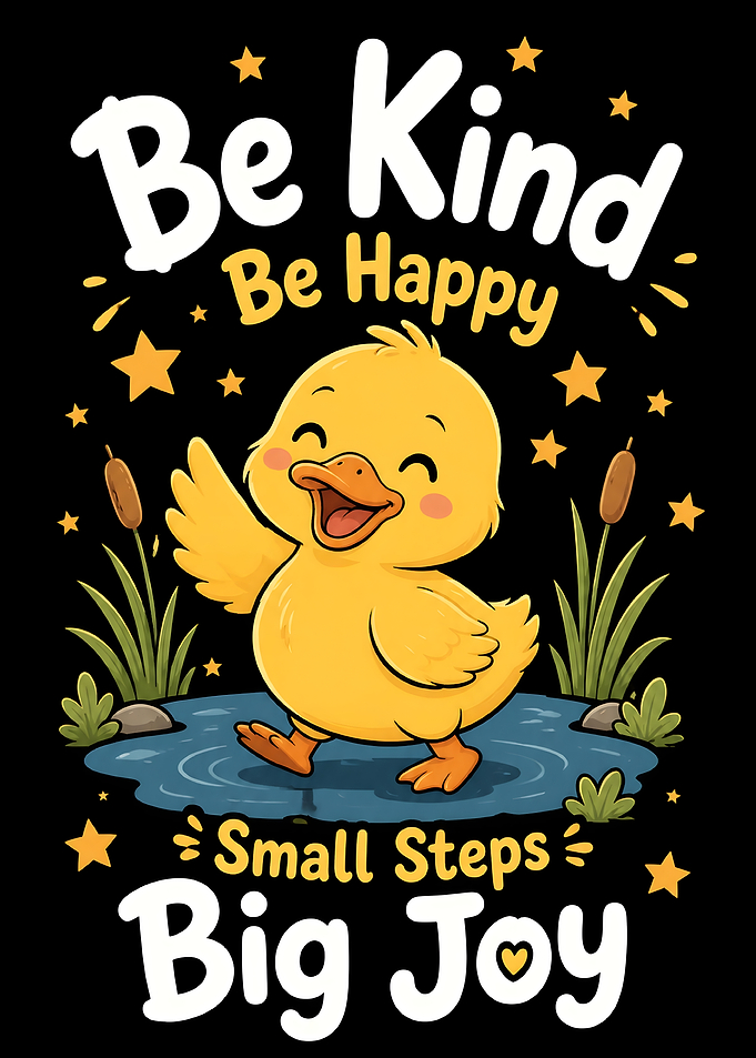 Be Kind Be Happy Duck Illustration