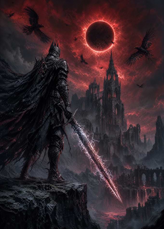 Dark Knight Before a Ruined Castle