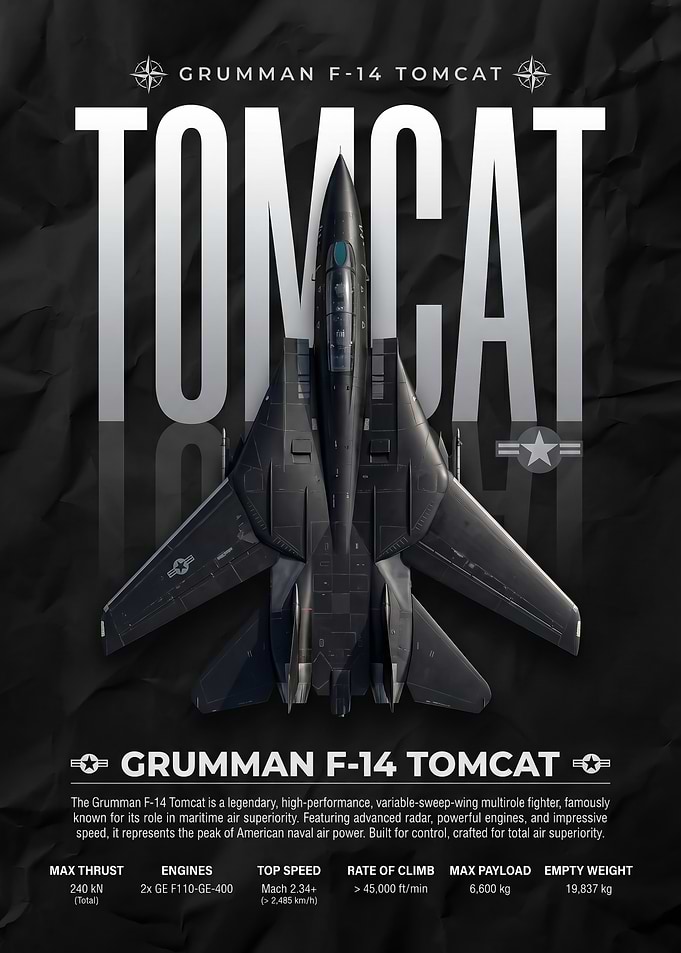 fighter jet Grumman F-14 Tomcat Technical Poster