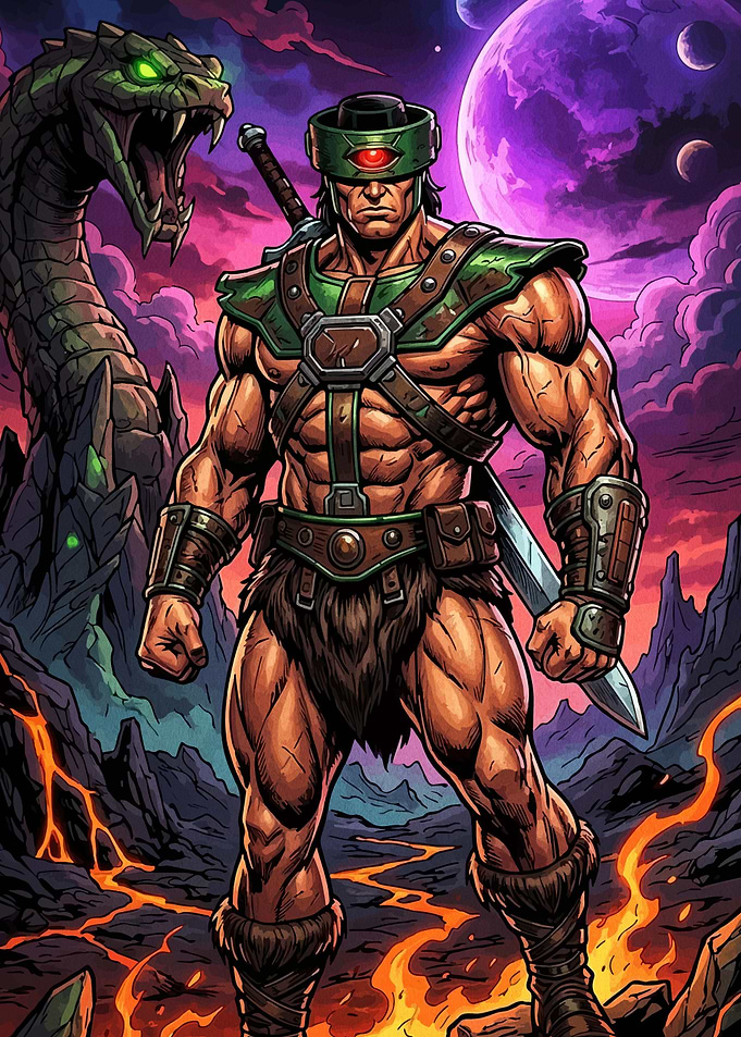 Tri-Klops Barbarian Warrior Fantasy Art