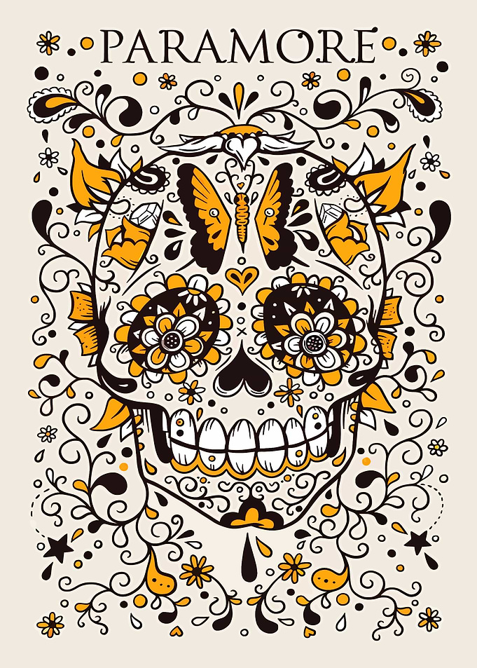 Paramore Sugar Skull Floral Art