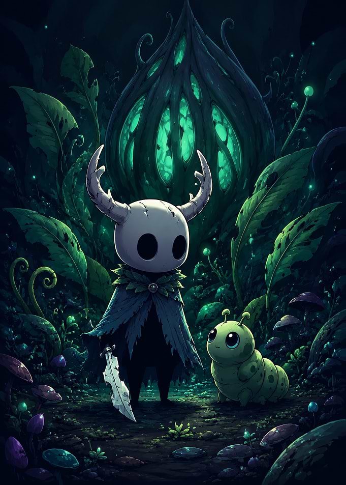 Hollow Knight and Grub in Forest