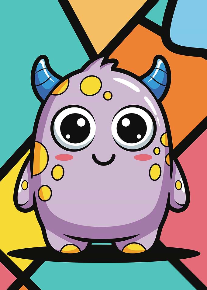 Cute Purple Monster Cartoon Character