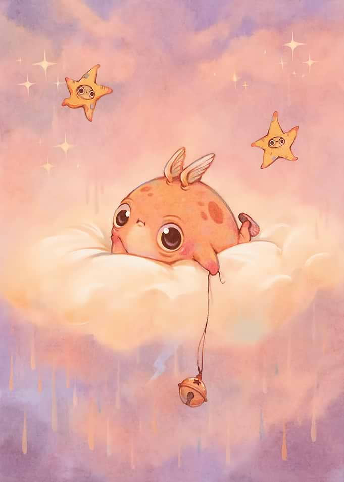 Cute Creature Resting on a Cloud