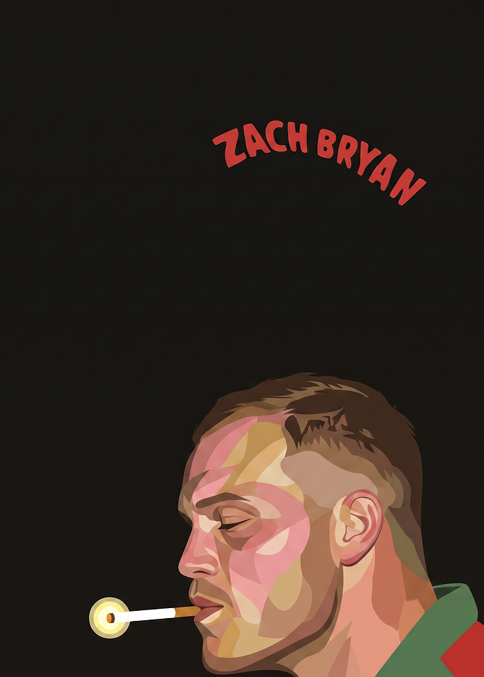 Zach Bryan Minimalist Portrait Poster