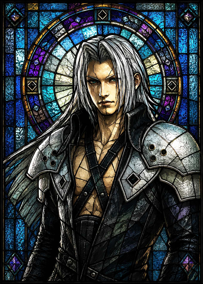 Sephiroth Stained Glass Portrait