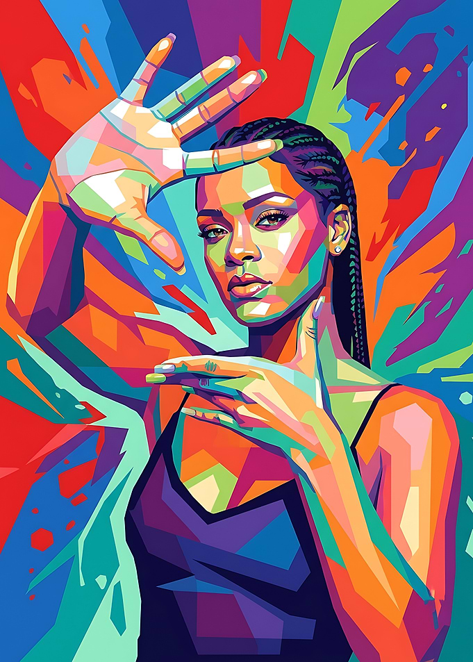 Colorful Pop Art Portrait of Rihanna