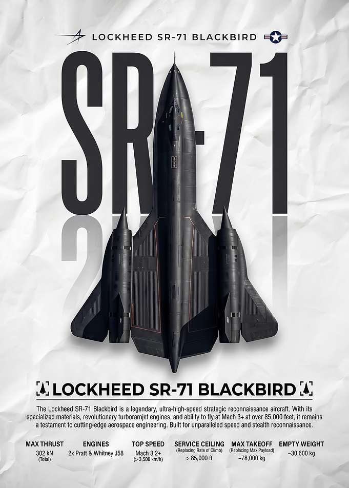 Lockheed SR-71 Blackbird Technical Poster
