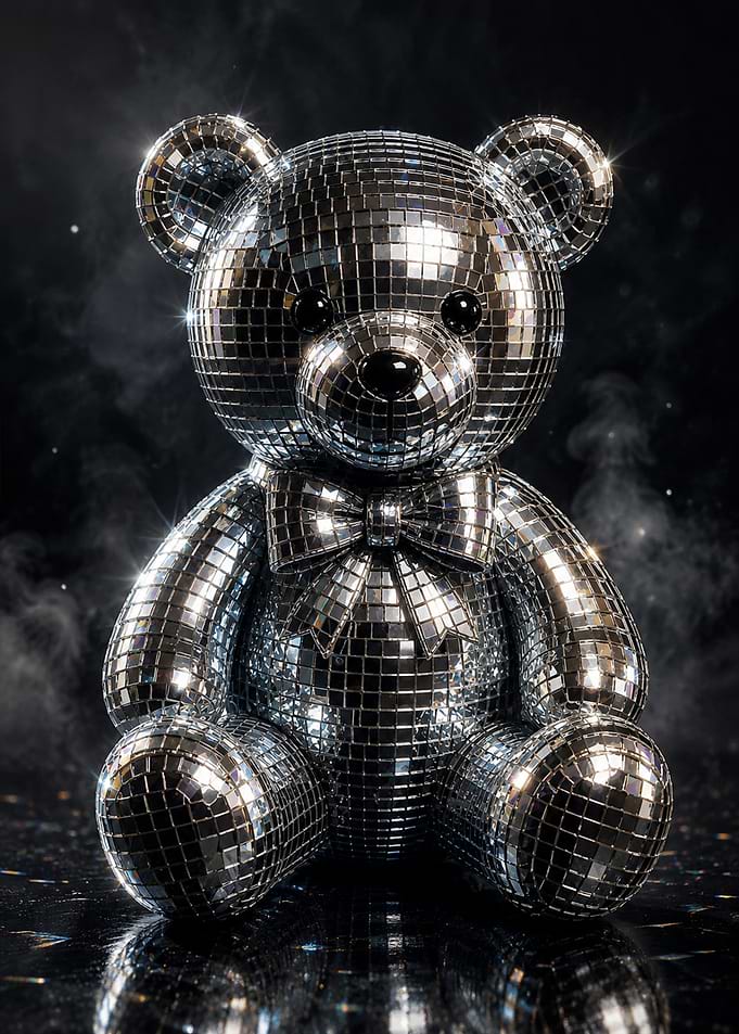 Disco Ball Mirror Teddy Bear
