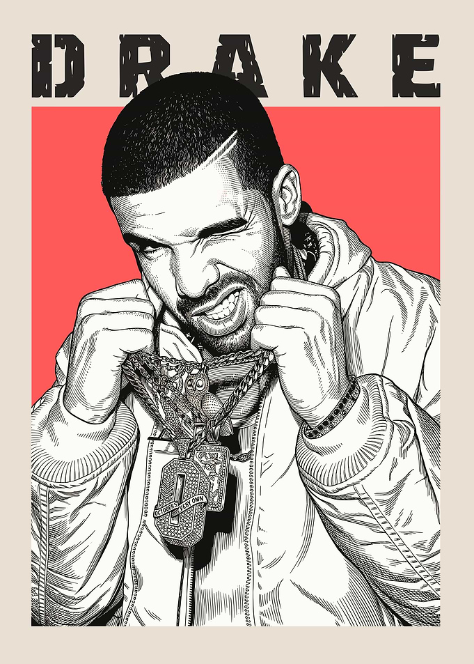 Drake Graphic Portrait Poster
