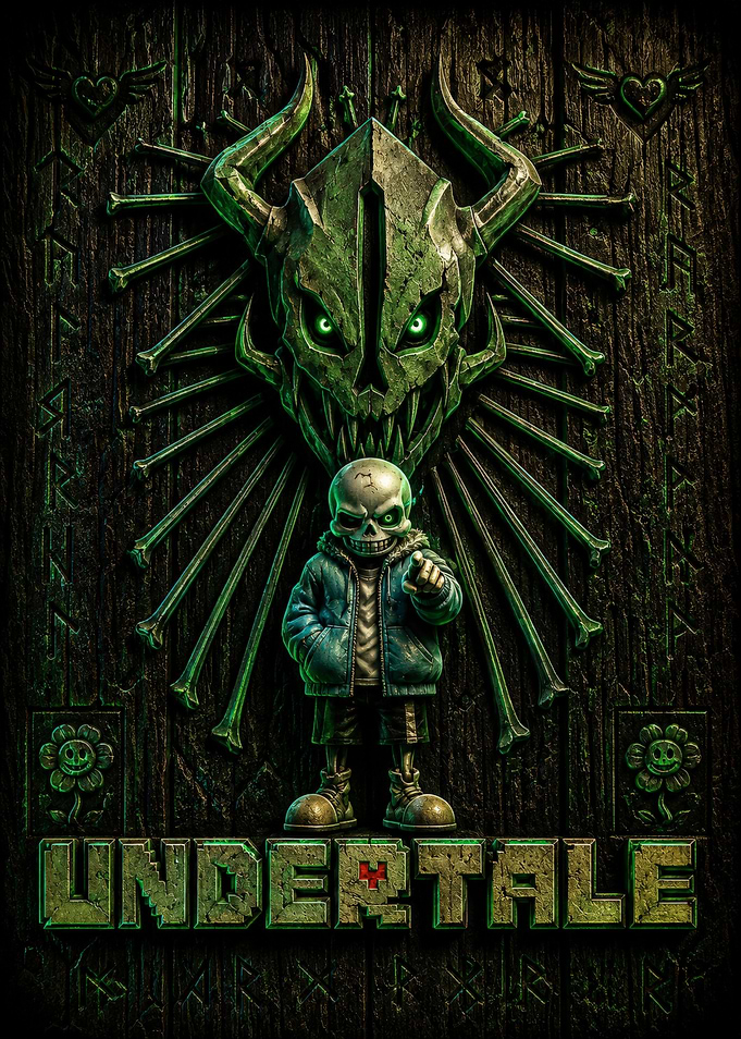 Sans Undertale Green Gaster Blaster Poster