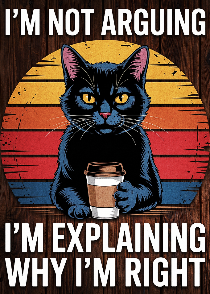 Funny Black Cat Coffee Quote Poster