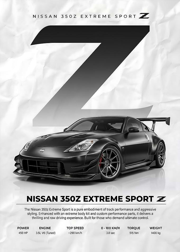 sleek black Nissan 350Z Extreme Sport Poster