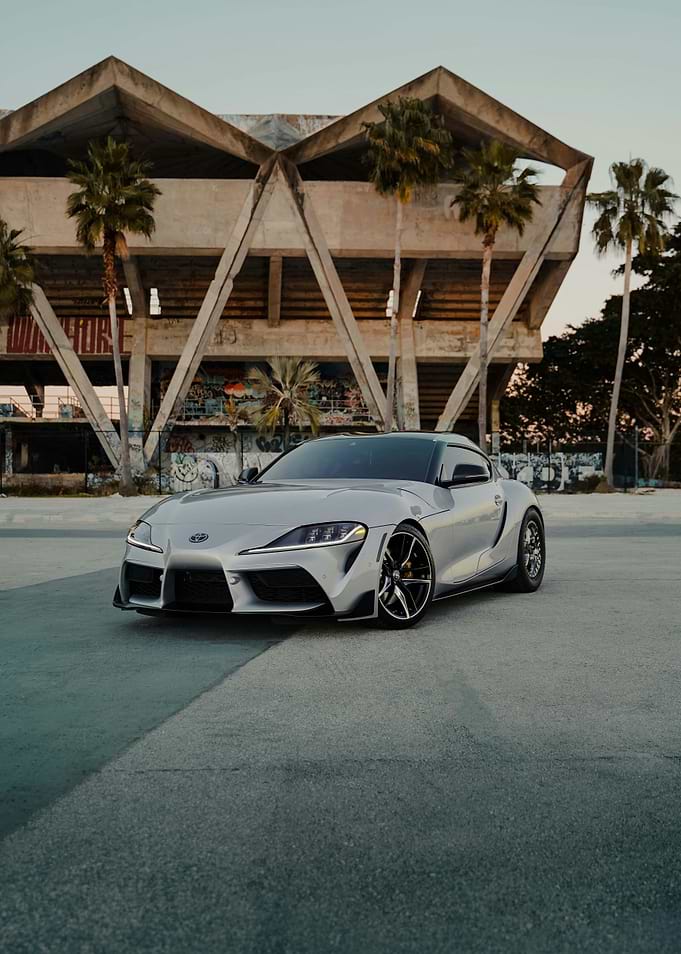 Silver Toyota Supra at Abandoned Stadium