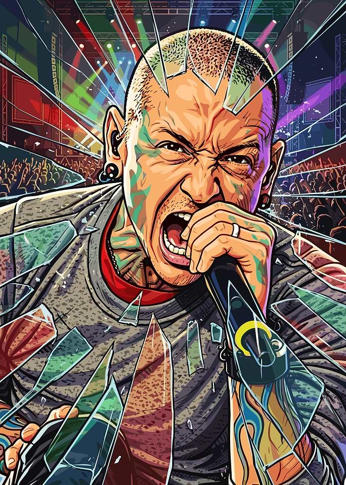 Chester Bennington Shattered Glass Portrait