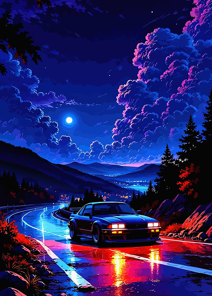 Night Drive in a Sports Car