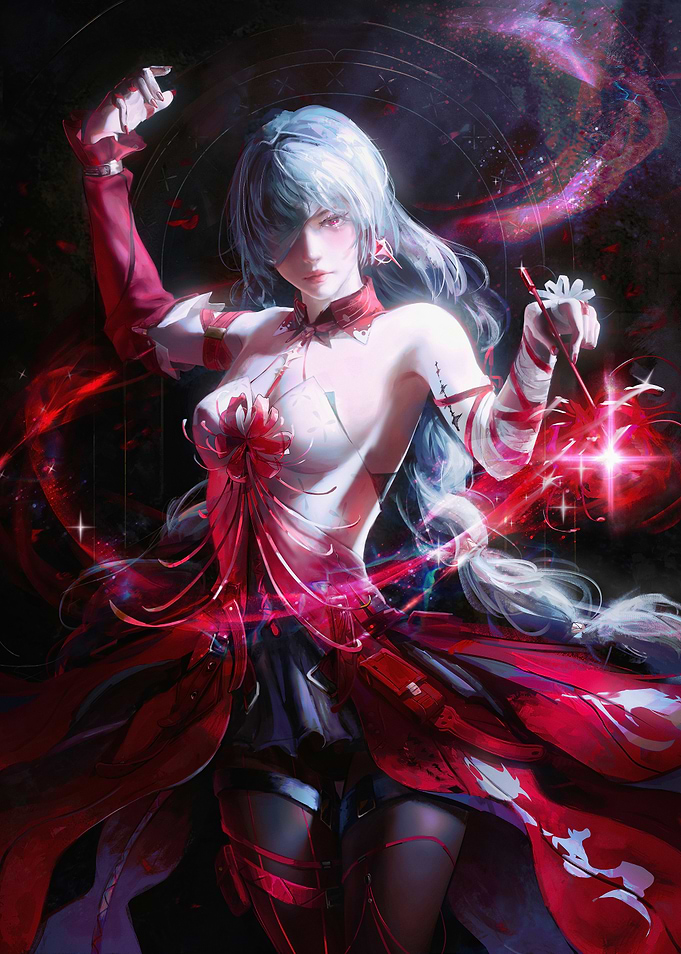Anime Girl with Red Magic