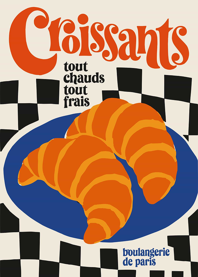 Retro French Croissant Bakery Poster