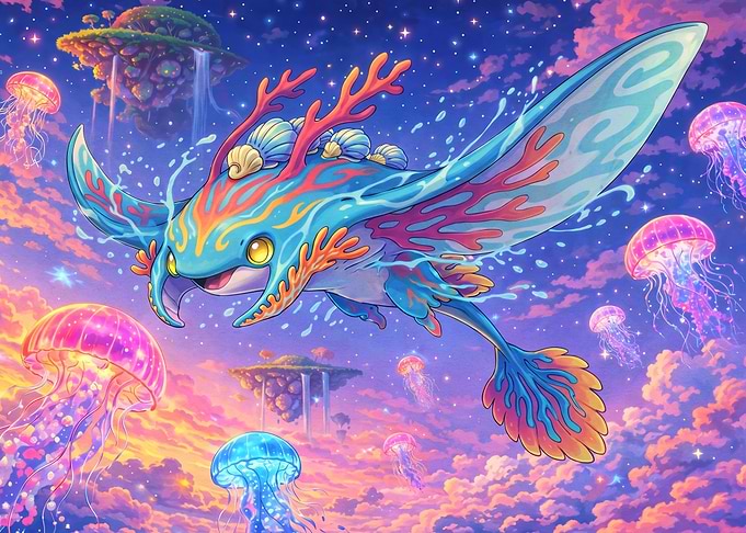Fantasy Sky Ray with Jellyfish